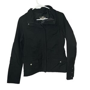Harley Davidson Cycles Black Zipper Front Jacket With Back Wings Design Size S